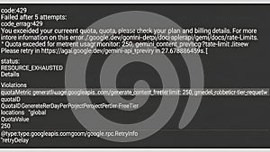 Google api rate limit exceeded error message