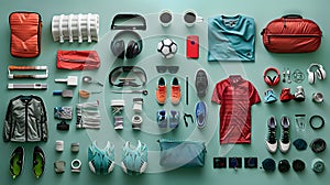 soccer gear knolling layout photo