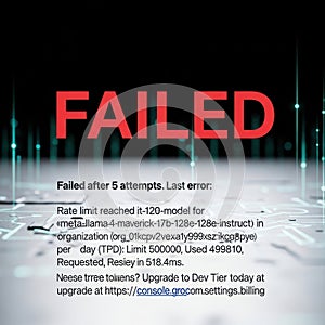 Failed notification isolated on white background