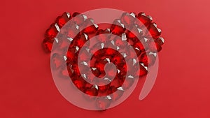 Heart Shape Formed by Red Gems
