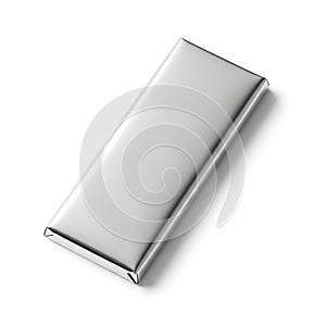 Sleek metallic rectangular object with reflective surface and smooth edges