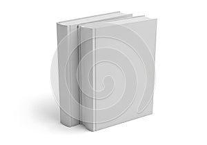 Stack of three blank books isolated on white background