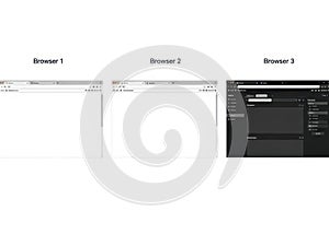 Three different browser interfaces