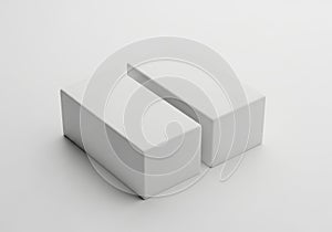 Two white rectangular blocks with a narrow gap between them on a white background
