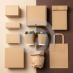 Assorted eco-friendly packaging items