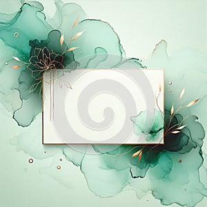 Elegant Watercolor Invitation Card Template with Green Hues