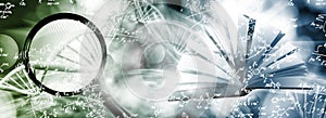 image of dna chain on biotechnological background