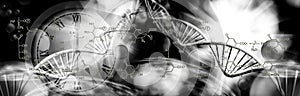 image of dna chain on biotechnological background