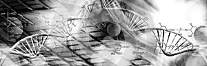 image of dna chain on biotechnological background