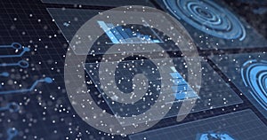 Image of dna strand and digital data processing over gird