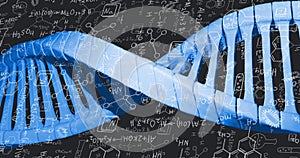 Image of dna strand over data processing