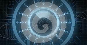 Image of dna strand over scope scanning and data processing