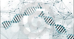 Image of dna strands over data processing