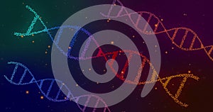 Image of dna strands over moving spots