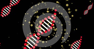 Image of dna strands over moving spots