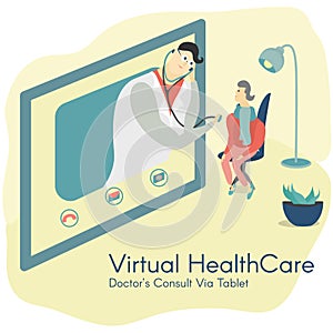 Image of a Doctor Consulting Patient Via Tablet Screen