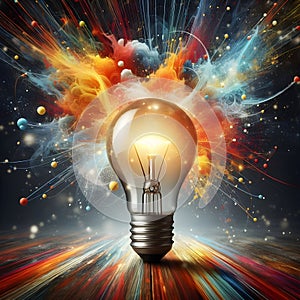 image of a dynamic light bulb with paint burst symbolizing innovation and inspiration.