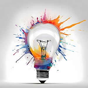 image of a dynamic light bulb with paint burst symbolizing innovation and inspiration.