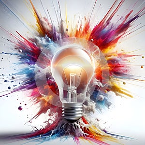 image of a dynamic light bulb with paint burst symbolizing innovation and inspiration.