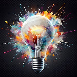 image of a dynamic light bulb with paint burst symbolizing innovation and inspiration.