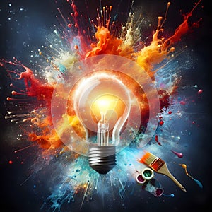 image of a dynamic light bulb with paint burst symbolizing innovation and inspiration.