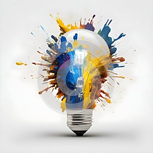 image of a dynamic light bulb with paint burst symbolizing innovation and inspiration.