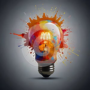 image of a dynamic light bulb with paint burst symbolizing innovation and inspiration.