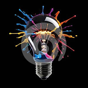 image of a dynamic light bulb with paint burst symbolizing innovation and inspiration.