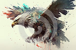 Image of an eagle flaps its wings. Birds. Wildlife Animals. Illustration, generative AI