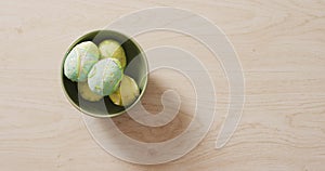 Image of easter eggs and easter greetings text