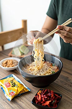 Image of eating instant ramen photo
