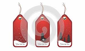 Image of editable vector illustration ,set of Christmas price tags/labels with place for text