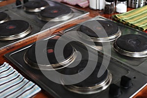 Image of an electric stove close up picture