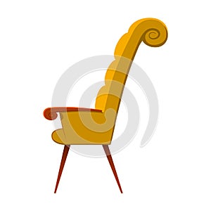 Image of elegant armchair. Vector illustration of yellow elegant piece of furniture for sitting on white.