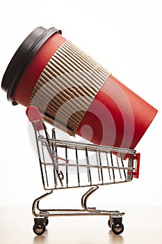 Image of empty cup trolley white background