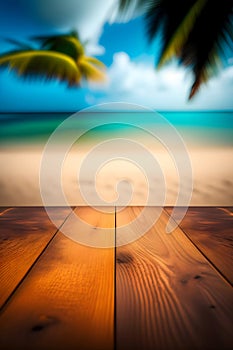 image of the empty table closeup in the foreground with different environment blurred background scene.