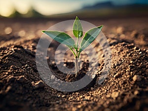 This image encapsulates the essence of World Love Day,On the cracked ground, tenderly nurturing a seedling