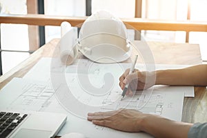 Image of engineer or architectural project, Close up of Architec