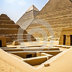 image of explorer inside an ancient Egyptian with various artifacts on the ground and heliographs on the walls
