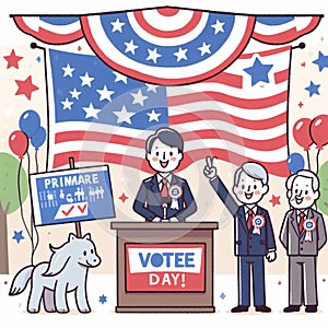 illustration of Primary Election Day commemorations and greetings photo