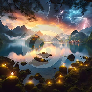 image of fairy landscape at Lake Tuyen Lam, Da Lai in the lower world.