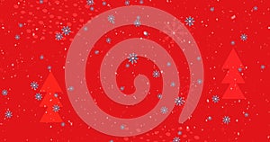 Image of falling snow over red background
