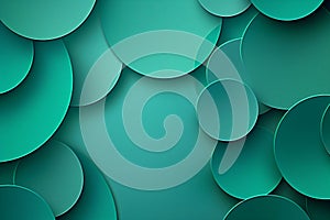 Abstract teal color circles background with overlapping layers for design