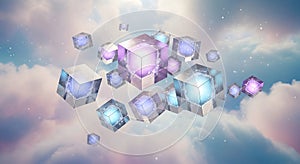 Abstract Cubes Futuristic Technology, Quantum Computing Concept