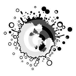 Abstract ink splatter in circular pattern