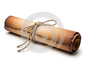 Ancient scroll isolated on white background