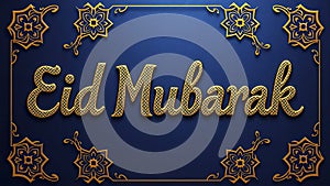 Festive Eid Mubarak Graphic in Dark and Gold Theme photo