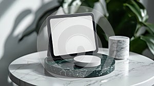 Tablet Mockup On Marble Table