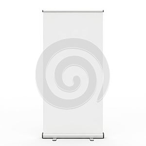 Blank roll-up banner isolated on white background