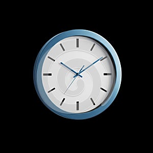 Blue clock face isolated on black background